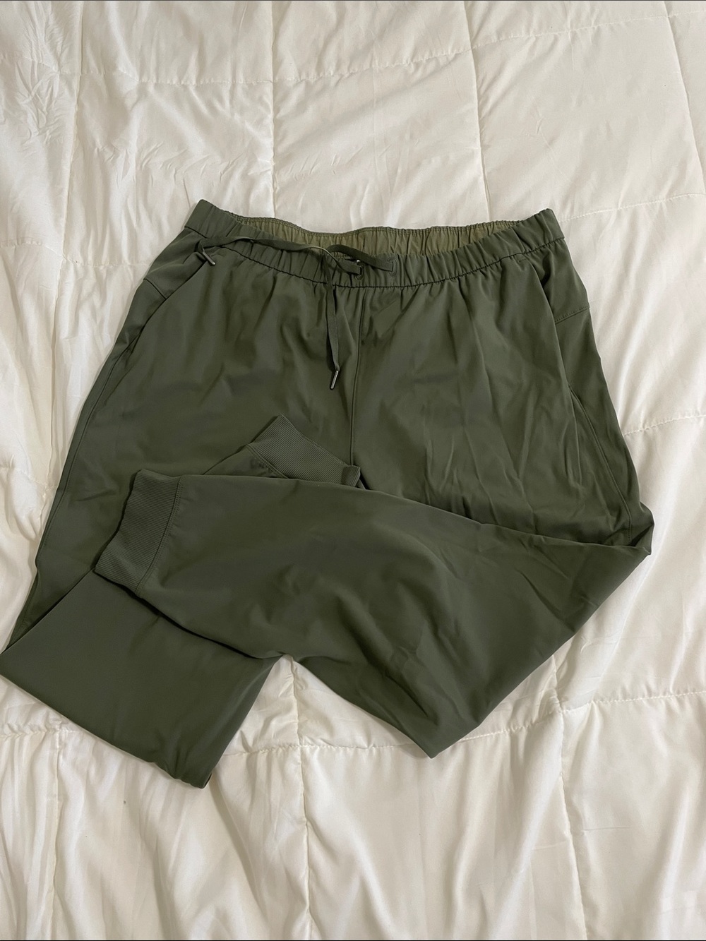 Women's Olive Green Drawstring Jogger Pants